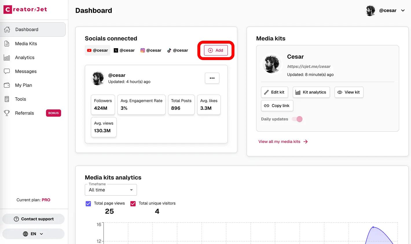 Connect your social accounts